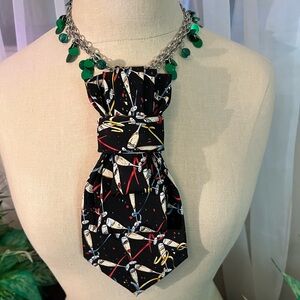 New Years Necktie Necklace (featuring champagne glasses)